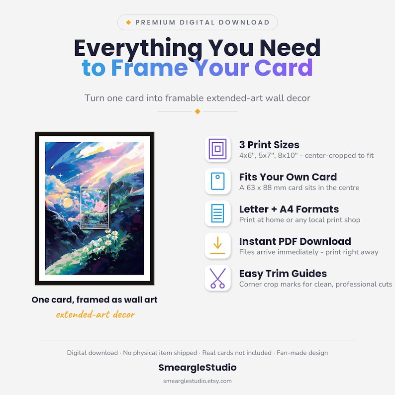 Clefairy 94/88 Extended Art - Pokemon Framed Wall Print | Printable Digital Download Poster image 2