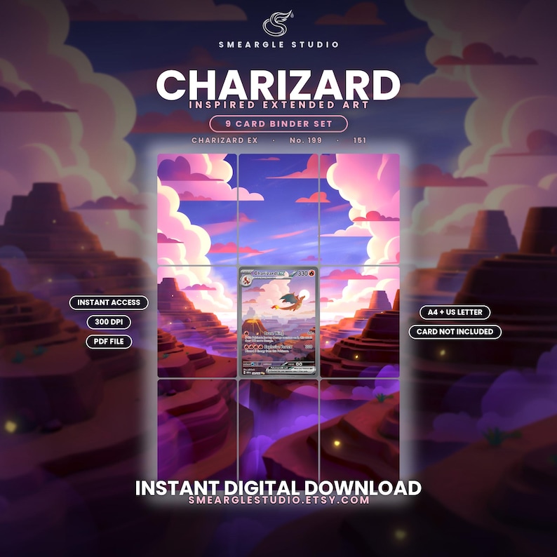 Charizard ex 199/165 Extended Binder Art Display - Edition II (Digital Download) image 1