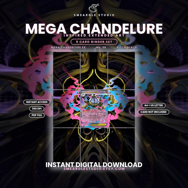 Mega Chandelure ex 38 Extended Binder Art Display (Digital Download) image 1