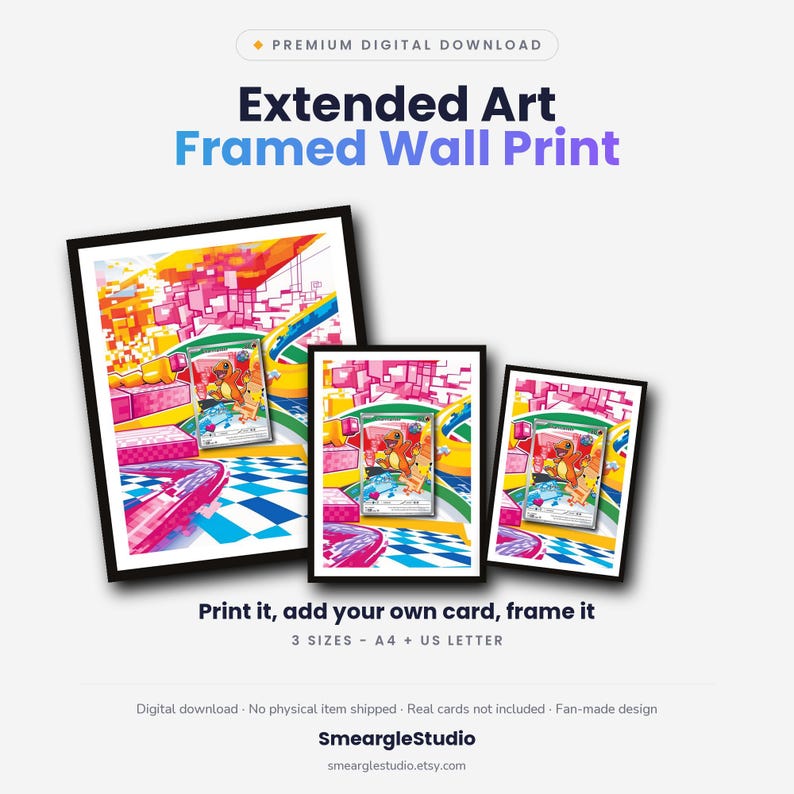 Charmander 38 Extended Art - Pokemon Framed Wall Print | Printable Digital Download Poster image 1