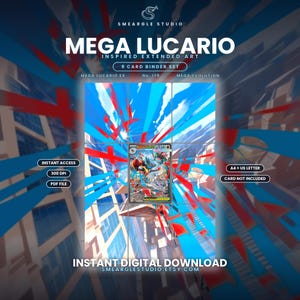 Mega Lucario Ex 179/132 Extended Binder Art Display (Digital Download) image 1