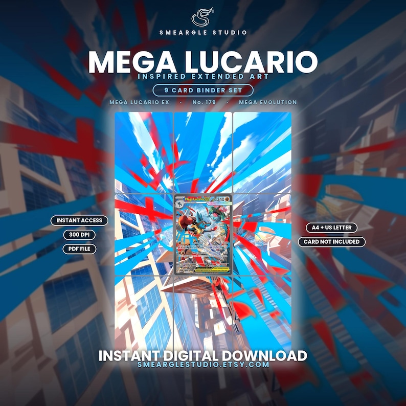 Mega Lucario Ex 179/132 Extended Binder Art Display (Digital Download) image 1