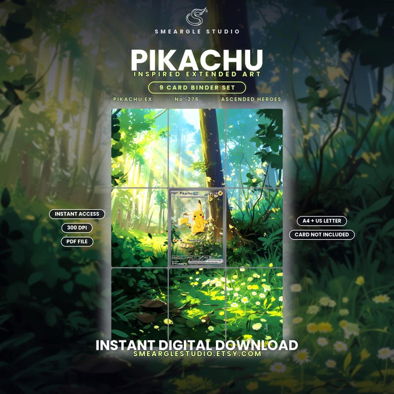 Pikachu ex 276/217 Extended Binder Art Binder Display (Digital Download) image 1