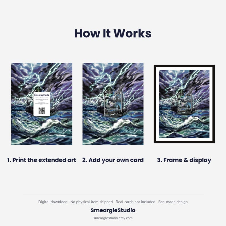 Lugia V 186/195 Arte Extendido - Lámina enmarcada de Pokémon / Póster digital imprimible para descargar imagen 4