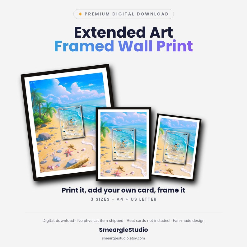 Squirtle 170/165 Extended Art - Pokemon Framed Wall Print | Printable Digital Download Poster image 1