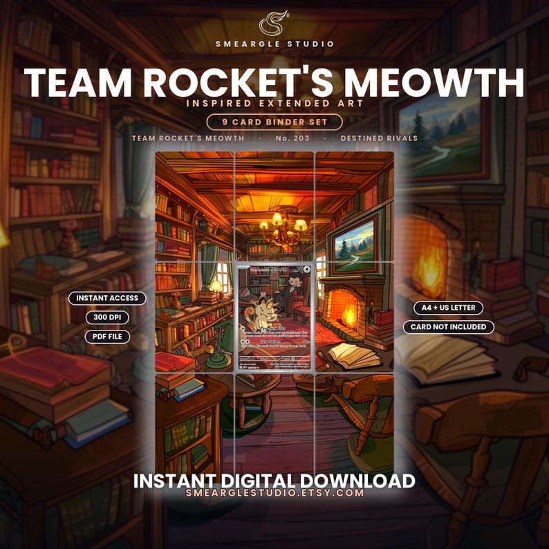 Team Rocket's Meowth 203/182 Extended Binder Art Display (Digital Download) image 1