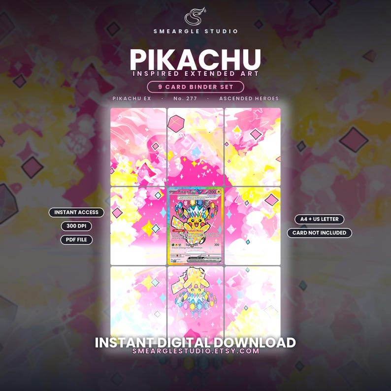 Pikachu ex 277/217 Extended Binder Art Display (Digital Download) image 1