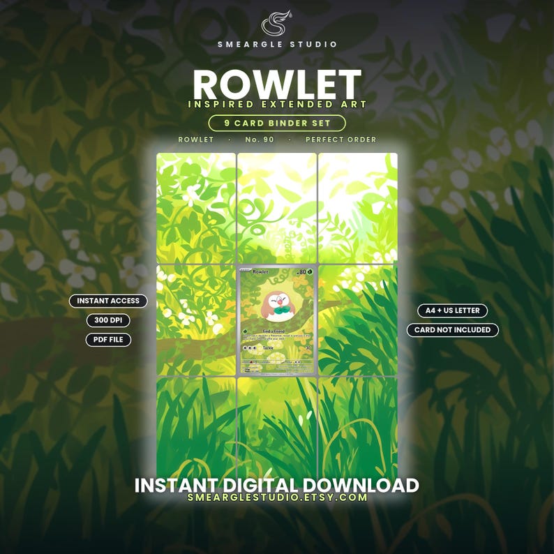 Rowlet 90/88 Extended Binder Art Display (Digital Download) image 1