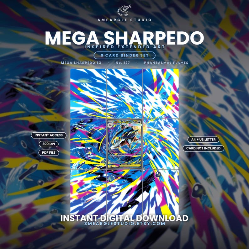 Mega Sharpedo ex 127/94 Extended Binder Art Display (Digital Download) image 1