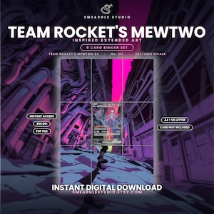 Team Rocket's Mewtwo Ex 231/182 Extended Binder Art Display (Digital Download) image 1