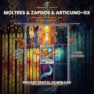 Moltres, Zapdos, Articuno GX 210 Extended Binder Art Display (Digital Download)