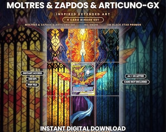 Moltres, Zapdos, Articuno GX 210 Extended Binder Art Display (Digital Download)