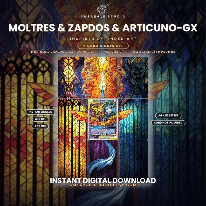 Moltres, Zapdos, Articuno GX 210 Extended Binder Art Display (Digital Download) image 1