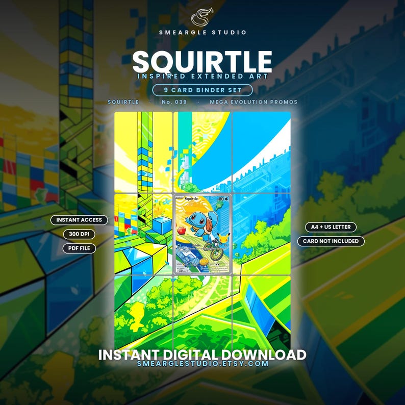 Squirtle 39 – rozszerzona ekspozycja grafik do segregatorów (pobranie cyfrowe) zdjęcie 1
