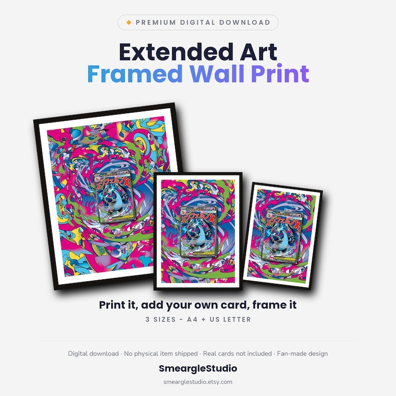 Charizard 23 Extended Art - Pokemon Framed Wall Print | Printable Digital Download Poster image 1