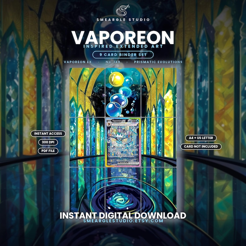 Vaporeon ex 149/131 Extended Binder Art Display (Digital Download) image 1
