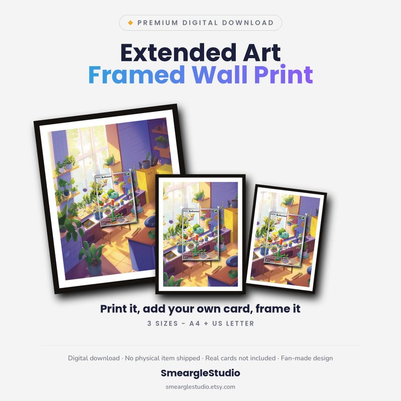 Bulbasaur 143/142 Extended Art - Pokemon Framed Wall Print | Printable Digital Download Poster image 1