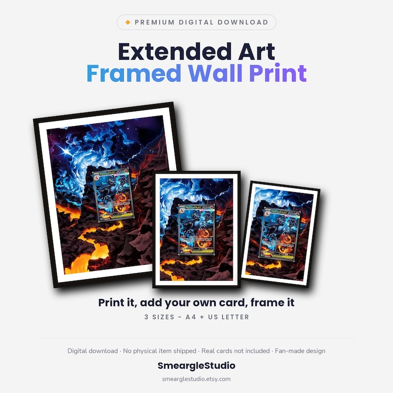 Charizard 125/94 Extended Art - Pokemon Framed Wall Print | Printable Digital Download Poster image 1