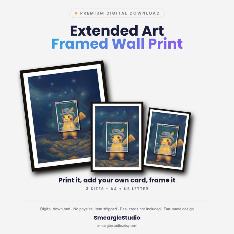 Pikachu 85 Extended Art - Pokemon Framed Wall Print | Printable Digital Download Poster image 1