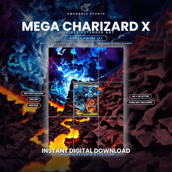 Mega Charizard X ex 125/94 Extended Binder Art Display (Digital Download)