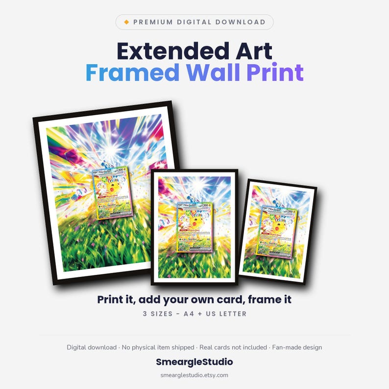 Pikachu 238/191 Extended Art - Pokemon Framed Wall Print | Printable Digital Download Poster image 1