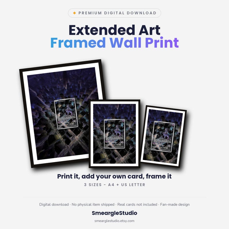 Mewtwo 52 Extended Art - Pokemon Framed Wall Print | Printable Digital Download Poster image 1