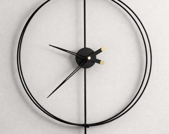 Large 24 Inch Minimalist Wall Clock Black Metal Silent Oversized Modern Wall Decor