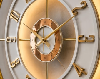 Contemporary Wall Clock LED Pendulum Luxury Home Decor Gold Metal