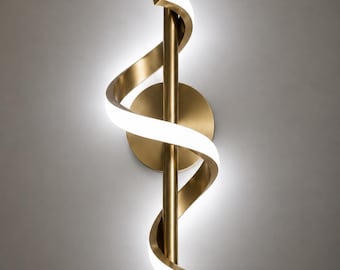 Modern Gold Wall Light White LED Spiral Sconce Minimal Bedroom Wall Lighting
