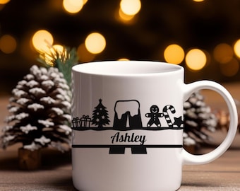 Mug de Noël personnalisé, tasse à café en céramique avec nom personnalisé