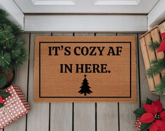 Paillasson en fibre de coco AF It's Cosy, tapis de bienvenue de Noël amusant