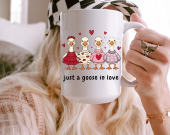 Tasse à café Love Goose, cadeau animal Saint-Valentin