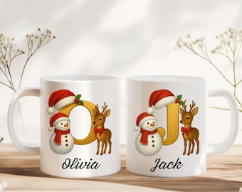 Mug de Noël personnalisé, Mug lettre de Noël, Mug à café monogramme, Cadeau personnalisé, Cadeau de vacances personnalisé, Mug avec nom personnalisé, Mug de Noël