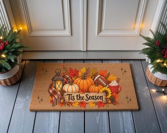 Tis The Season Welcome Mat, Pumpkin Spice, Autumn Decor, Autumn Welcome Mat, Fall Decor, Housewarming Gift, Front Door Mat, Outdoor Mat
