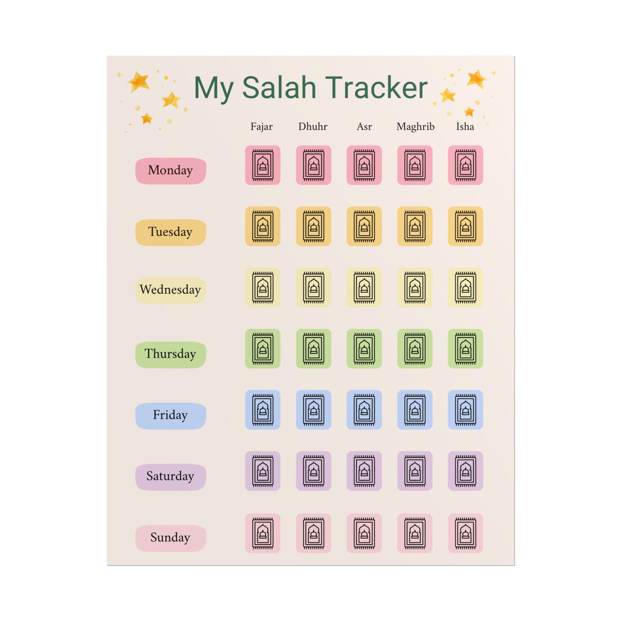 Islamic Salah Tracker Printable | Daily Prayer Tracker PDF | Salah ...