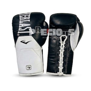 EVERLAST Professionele bokshandschoenen met vetersluiting, premium kwaliteit, voor training, Muay Thai en sparren. Gemaakt van echt rundleer, speciaal voor boksliefhebbers.
