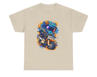 Motocross-t-shirt, tecknad dirt bike-förare, terrängracing, enduro-motorcykel, motorsport-t-shirt, present till motocrossfans