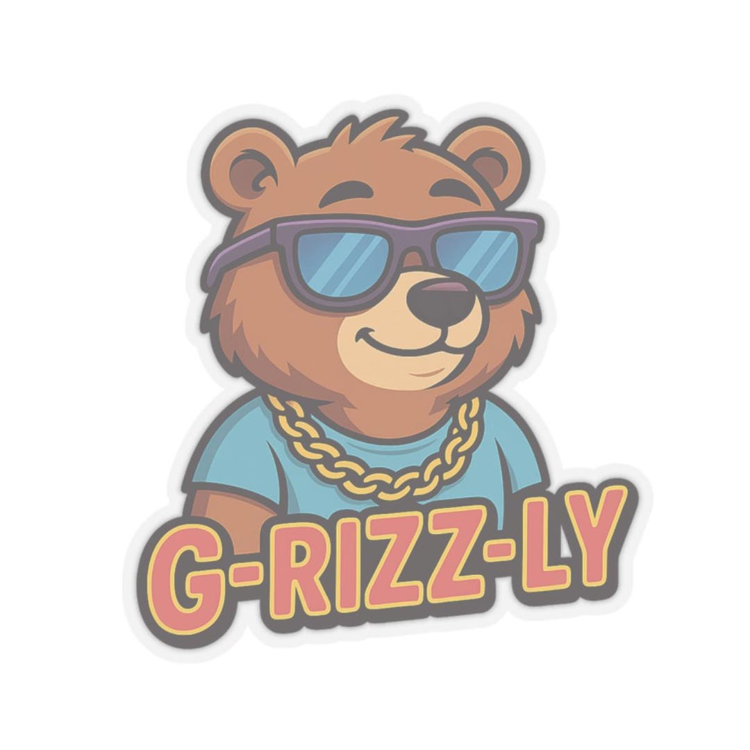 G-rizz-ly Cool Bear Sticker | Kiss Cut Stickers - Etsy