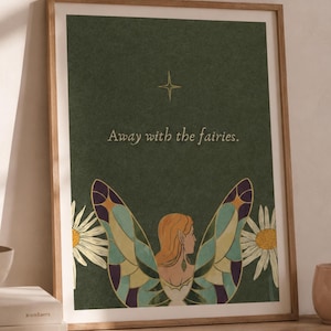 Away With The Fairies Print | Irish Wall Art | Whimsical Fairy Poster | Cottagecore Decor | Boho A4 Matte Print | Irish Gift