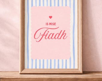 Impresión en papel brillante con nombre personalizado de Is Mise / Póster personalizado minimalista irlandés / Arte estético gaélico / Regalo de bautizo o cumpleaños / 20 x 30 cm