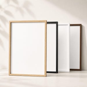 Leerer Posterrahmen, Holzwanddekor aus Eiche schwarz weiß Walnuss, minimalistisch, galeriefertig