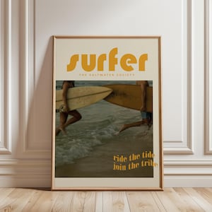 Plakat z motywem plaży w stylu surfingu, wydruk fotografii surfingowej w stylu vintage, letnia sztuka ścienna w stylu nadmorskim
