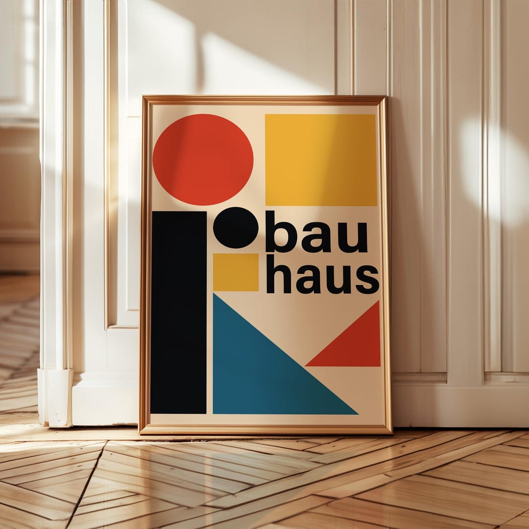 Bauhaus Geometric Poster, Mid Century Modern Wall Art, Abstract ...