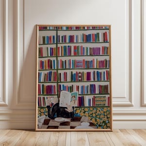 Library Poster, Reading Room Wall Art, Book Lover Print