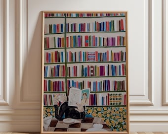 Library Poster, Reading Room Wall Art, Book Lover Print