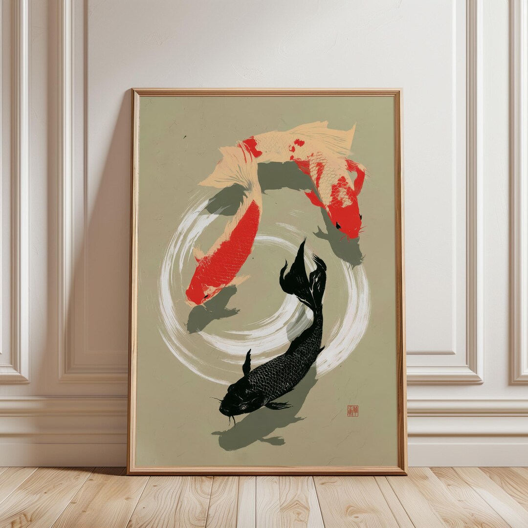 Koi Fish Poster, Japanese Water Wall Art, Zen Nature Print - Etsy