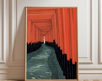 Póster de la Puerta Torii de Fushimi Inari, arte mural del sendero del templo de Kioto, Japón, decoración de santuarios japoneses
