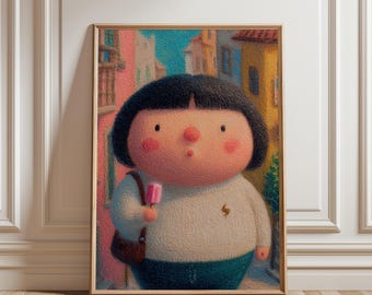 Cute Character Poster Print Wall Art, Whimsical Illustration Decor, Giftable Nursery Home Art