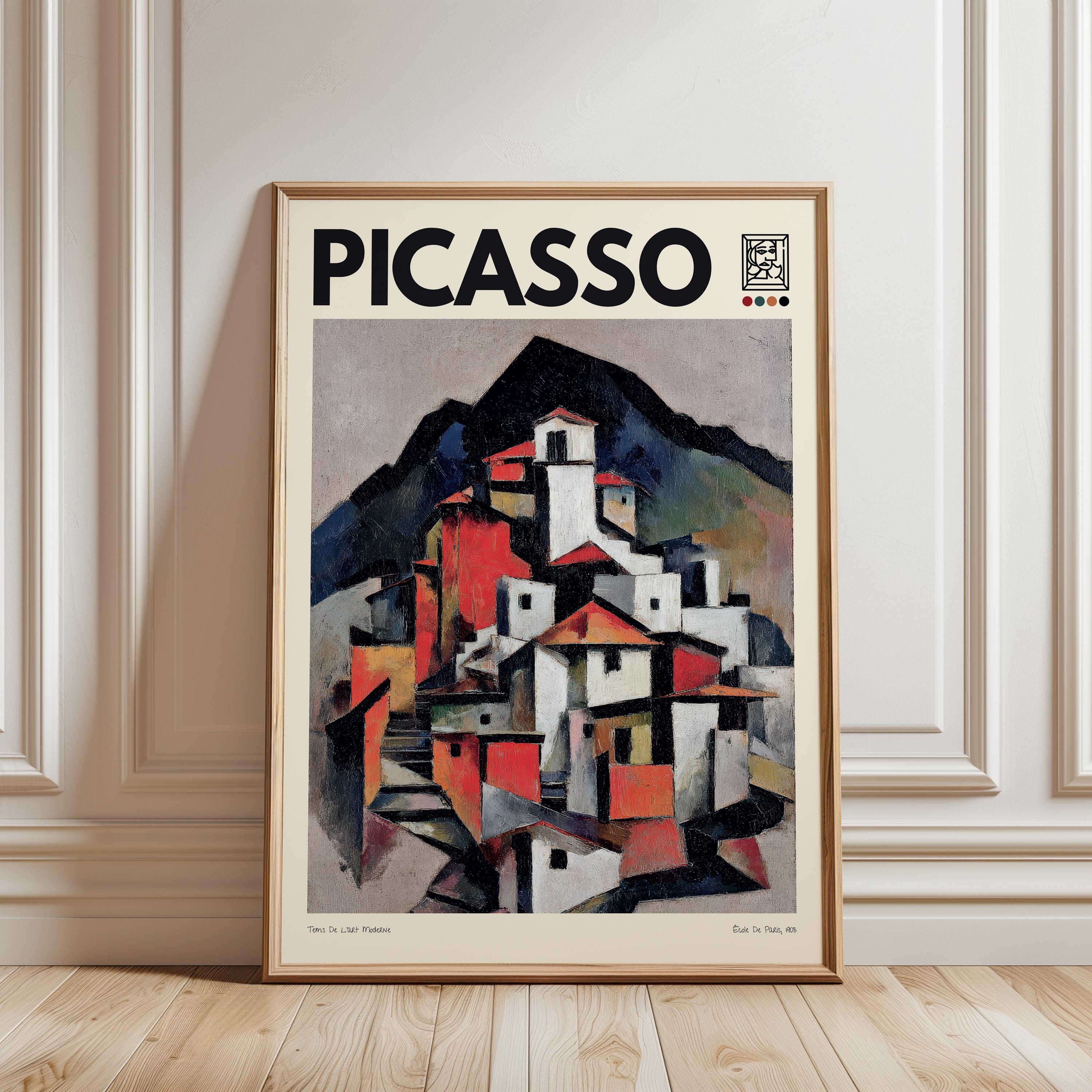 Pablo Picasso Inspired Abstract Poster, Mountain Landscape Art