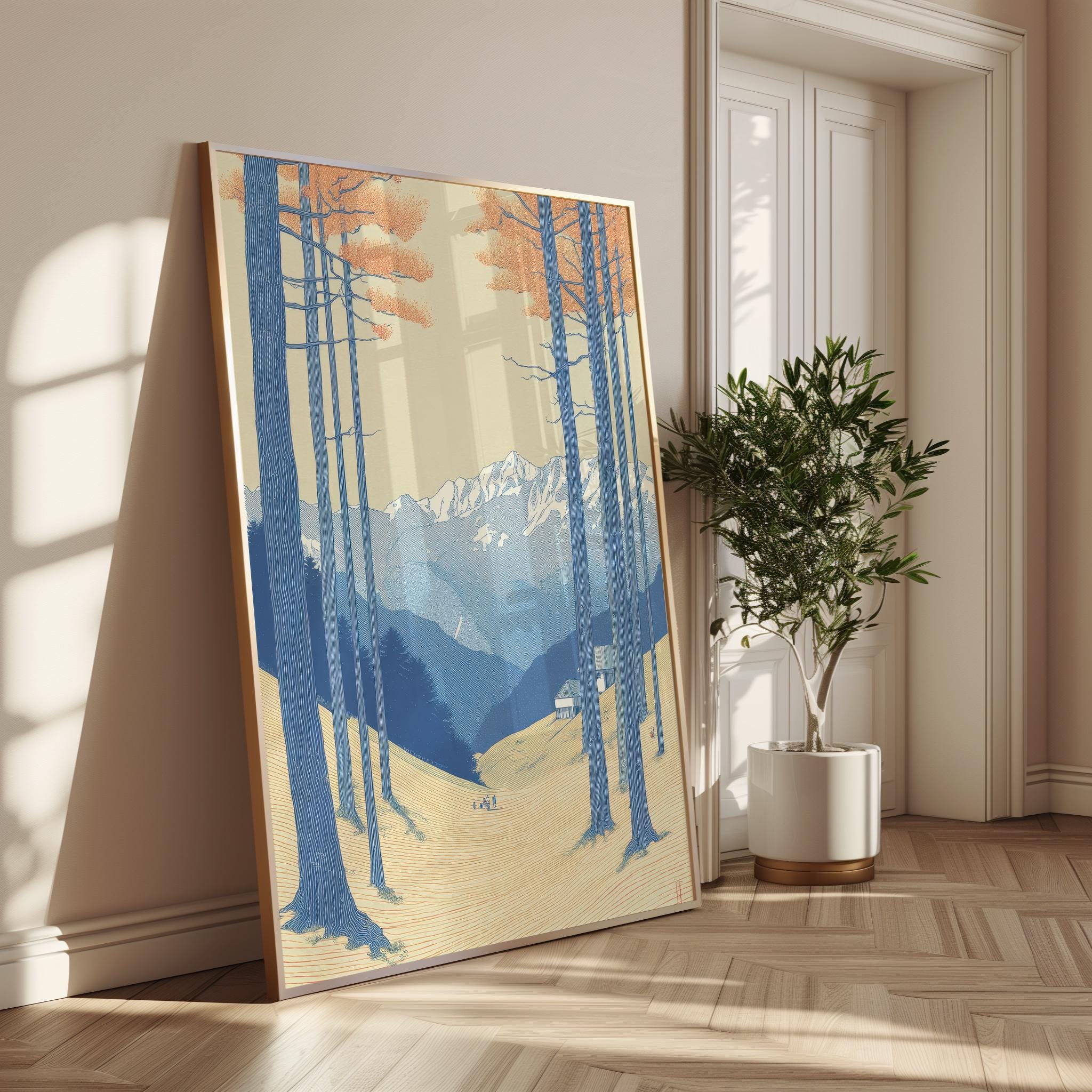 Japanese Mountain Landscape Poster, Forest Path Scenic Wall Art ...